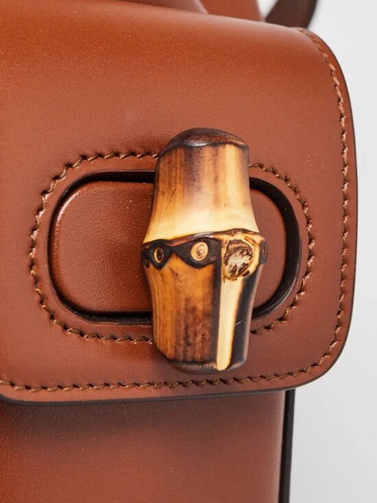 Gucci Brown Smooth Leather Bamboo Handle Small Backpack Bag main image 6